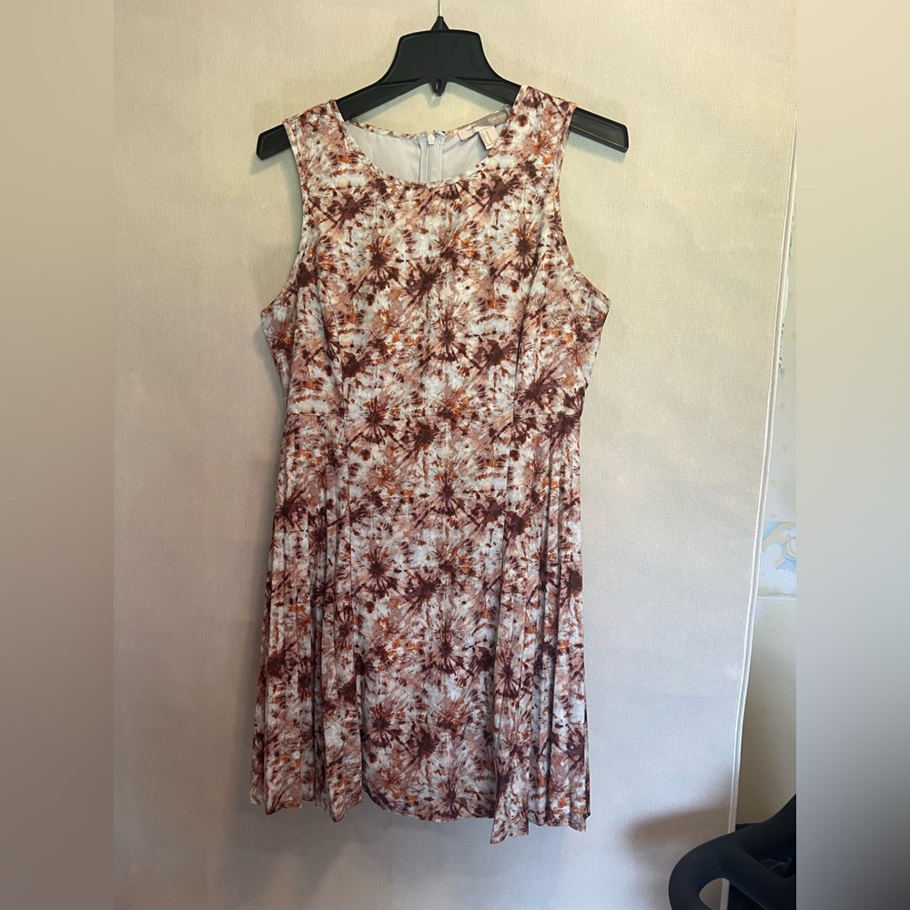 Forever 21 Brown and Cream Tie-Dye Sleeveless Maxi Dress